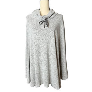 Philosophy Poncho Size 1X in Gray and Black Marled Soft Material Cowl Neckline